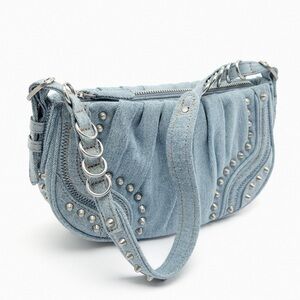 ZARA Studded Denim Shoulder Bag